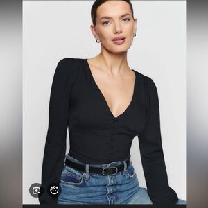 Reformation Nell Top Black Satin
